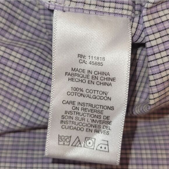 Michael Kors Purple Plaid Roll Tab Button Up Long Sleeve Shirt XXL 2X - Picture 12 of 12